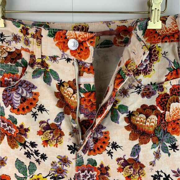 Anthropologie Pilcro High Rise Cropped Cigarette Floral 5-Pocket Jeans Size 28 - Picture 6 of 12
